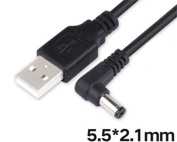 USB A to DC charging cable 90° right angle DC power cable