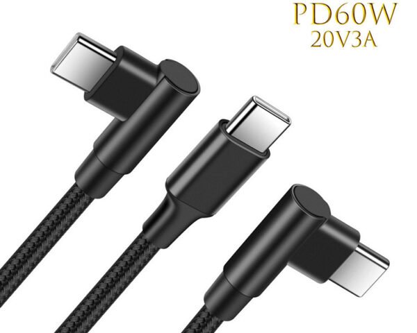60W USB C nylon braided 3A 90° USB3.0 type C cable - Image 4