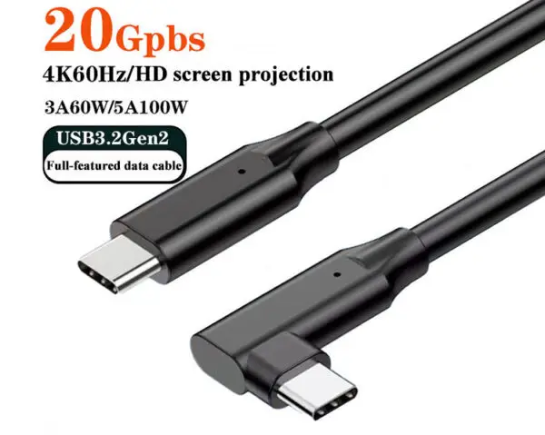 USB C to USB C cable 90° Type-C 60W fast charging cable