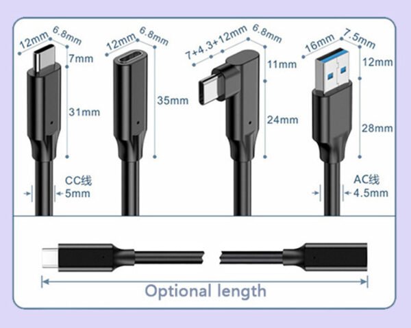 USB C to USB C Male to Female Type C Extension Cable 100W 20Gbps - Image 4